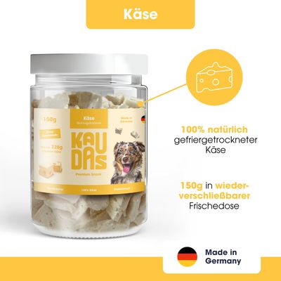 KAUDAS Hundesnack KäsePur Hundesnack - gefriergetrockneter Käse