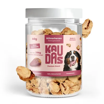 KAUDAS Hundesnack HühnerherzenPur - gefriergetrocknetes Huhn KAUDAS Hundesnack HühnerherzenPur - gefriergetrocknetes Huhn