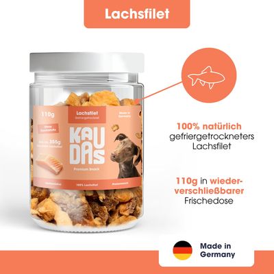 KAUDAS Hundesnack LachsPur - gefriergetrockneter Lachs