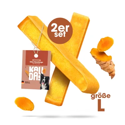 KAUDAS Käse-Kaustange Kurkuma – natürlich & zahnreinigend KAUDAS Käse-Kaustange Kurkuma – natürlich & zahnreinigend