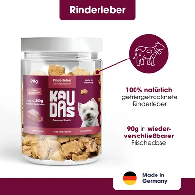 KAUDAS Hundesnack RinderleberPur - gefriergetrocknete Rinderleber KAUDAS Hundesnack RinderleberPur - gefriergetrocknete Rinderleber