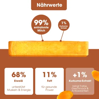 KAUDAS Käse-Kaustange Kurkuma – natürlich & zahnreinigend KAUDAS Käse-Kaustange Kurkuma – natürlich & zahnreinigend