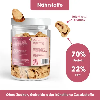 KAUDAS Hundesnack HühnerherzenPur - gefriergetrocknetes Huhn KAUDAS Hundesnack HühnerherzenPur - gefriergetrocknetes Huhn