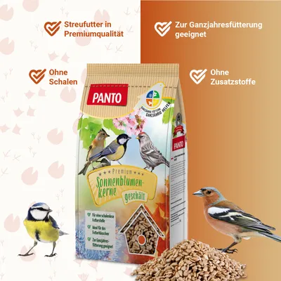 PANTO Sonnenblumenkerne geschält - Wildvogelfutter für Meisen, Finken
