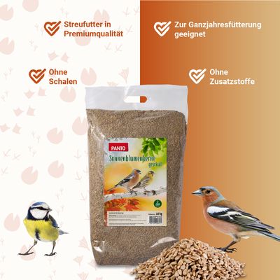 PANTO Sonnenblumenkerne geschält - Wildvogelfutter für Meisen, Finken