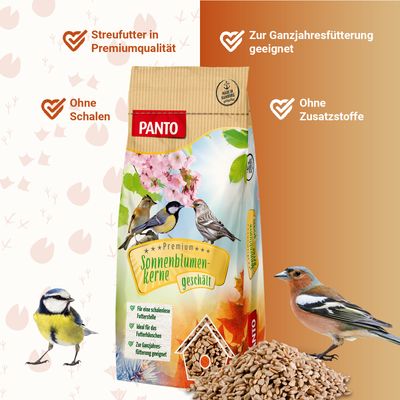 PANTO Sonnenblumenkerne geschält - Wildvogelfutter für Meisen, Finken
