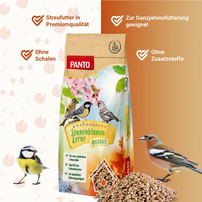 PANTO Sonnenblumenkerne geschält - Wildvogelfutter für Meisen, Finken PANTO Sonnenblumenkerne geschält - Wildvogelfutter für Meisen, Finken