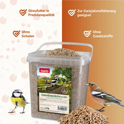PANTO Sonnenblumenkerne geschält - Wildvogelfutter für Meisen, Finken