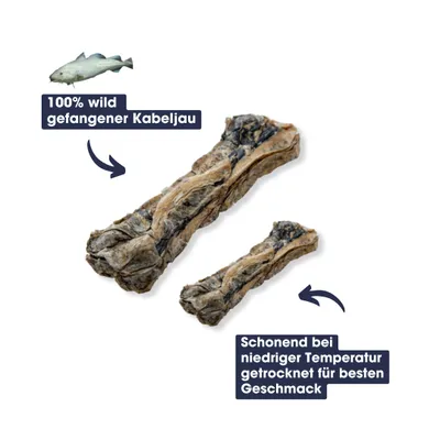 KAUDAS Hundekausnack Fischhaut Knochen - Zahnpflege, Kabeljauhaut & Omega-6