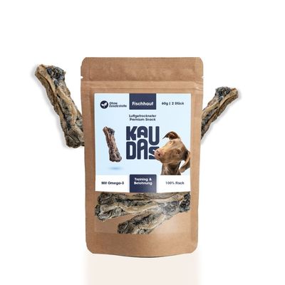KAUDAS Hundekausnack Fischhaut Knochen - Zahnpflege, Kabeljauhaut & Omega-3