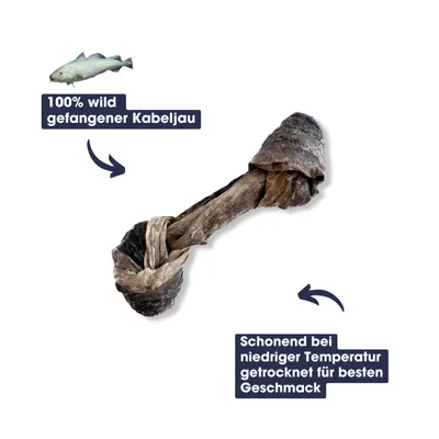 KAUDAS Hundekausnack Fischhaut Knoten - Zahnpflege, Kabeljauhaut & Omega-5