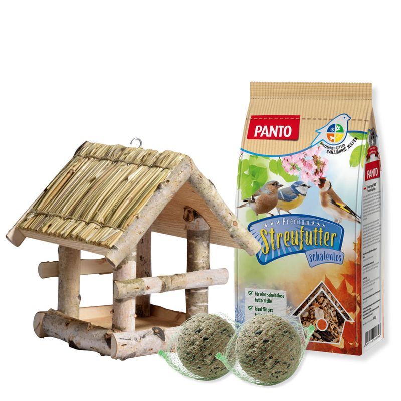 PANTO Heimatpaket mit Vogelhaus, Streufutter & Meisenknödeln