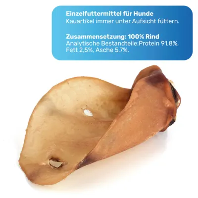 Rinderohr Kauartikel, Natürlicher Kausnack für Hunde, Ohr vom Rind