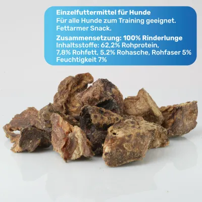 Rinderlunge 200g, Lunge Rind, Getrocknete Rinderlungenwürfel für Hunde Rinderlunge 200g, Lunge Rind, Getrocknete Rinderlungenwürfel für Hunde
