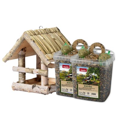 PANTO Winter-Vogelglück Set mit Vogelhaus und Winterfutter