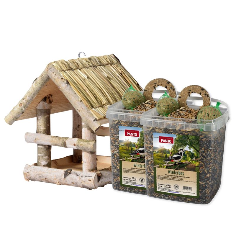 PANTO Winter-Vogelglück Set mit Vogelhaus und Winterfutter