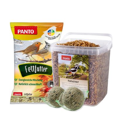 PANTO Energiepaket mit Fettfutter, Mehlwürmern & Meisenknödeln