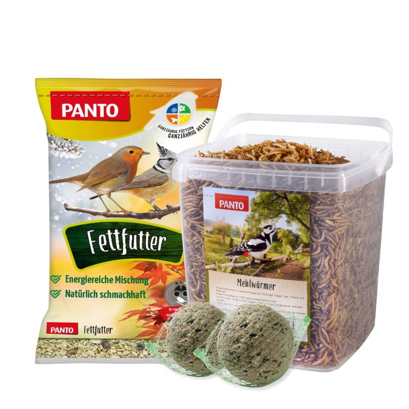 PANTO Energiepaket mit Fettfutter, Mehlwürmern & Meisenknödeln