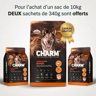 CHARM Canard Fermier Adulte pour chien 10kg - Sans Céréales CHARM Canard Fermier Adulte pour chien 10kg - Sans Céréales