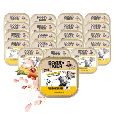 Dogs'n Tiger Mahlzeit Barquette, nourriture pour chiens, poulet aux carotte Dogs'n Tiger Mahlzeit Barquette, nourriture pour chiens, poulet aux carotte