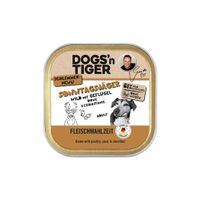 Packung Dogs'n Tiger Sonntagsjäger Schale, Hundefutter, Wild, Geflügel & Birne