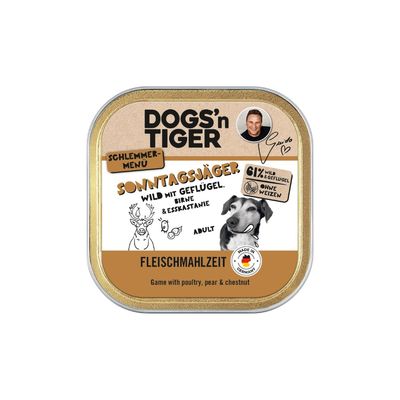 Dogs’n Tiger Sonntagsjäger Barquette – Pâtée chiens gibier, volaille & poir