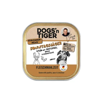 Dogs’n Tiger Sonntagsjäger Barquette – Pâtée chiens gibier, volaille & poir Dogs’n Tiger Sonntagsjäger Barquette – Pâtée chiens gibier, volaille & poir