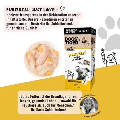 Dogs’n Tiger Meal Multibox, nourriture pour chiens, poulet et carottes Dogs’n Tiger Meal Multibox, nourriture pour chiens, poulet et carottes