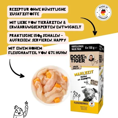 Dogs’n Tiger Meal Multibox, nourriture pour chiens, poulet et carottes Dogs’n Tiger Meal Multibox, nourriture pour chiens, poulet et carottes