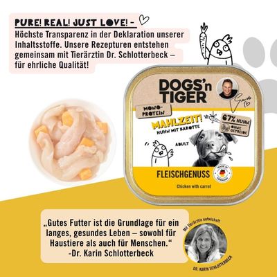 Dogs’n Tiger Mahlzeit Schale, Hundefutter, Huhn mit Karotte