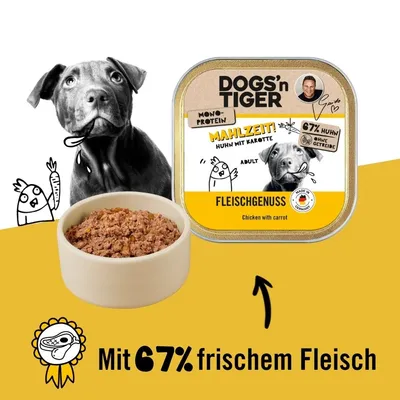 Dogs’n Tiger Meal Multibox, nourriture pour chiens, poulet et carottes Dogs’n Tiger Meal Multibox, nourriture pour chiens, poulet et carottes