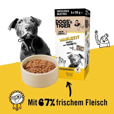 Dogs’n Tiger Meal Multibox, nourriture pour chiens, poulet et carottes Dogs’n Tiger Meal Multibox, nourriture pour chiens, poulet et carottes
