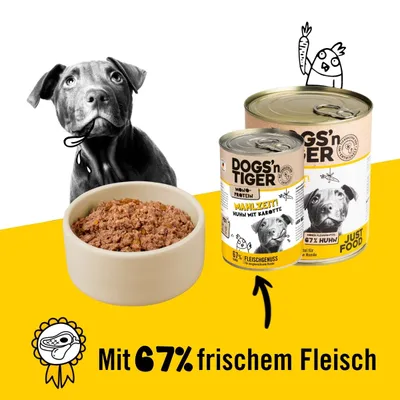 Dogs'n Tiger Mahlzeit, nourriture pour chiens, poulet aux carottes Dogs'n Tiger Mahlzeit, nourriture pour chiens, poulet aux carottes