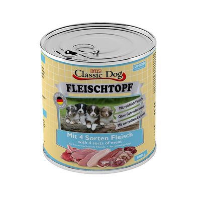 Classic Dog Dose Fleischtopf Junior Mit 4 Sorten Fleisch 6x800g