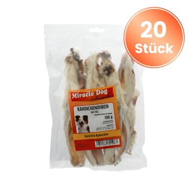 Miracle Dog Kaninchenohren mit Fell 20 x 100g