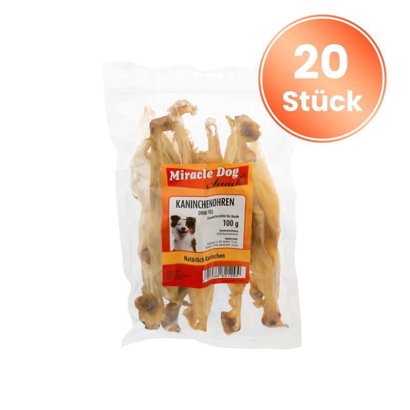 Miracle Dog Kaninchenohren ohne Fell 20 x100g