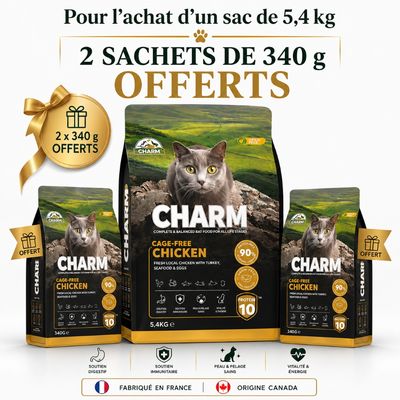 CHARM Croquettes Sans Céréales pour Chat Poulet Fermier