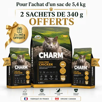 CHARM Croquettes Poulet Fermier pour Chat - Sans Céréales