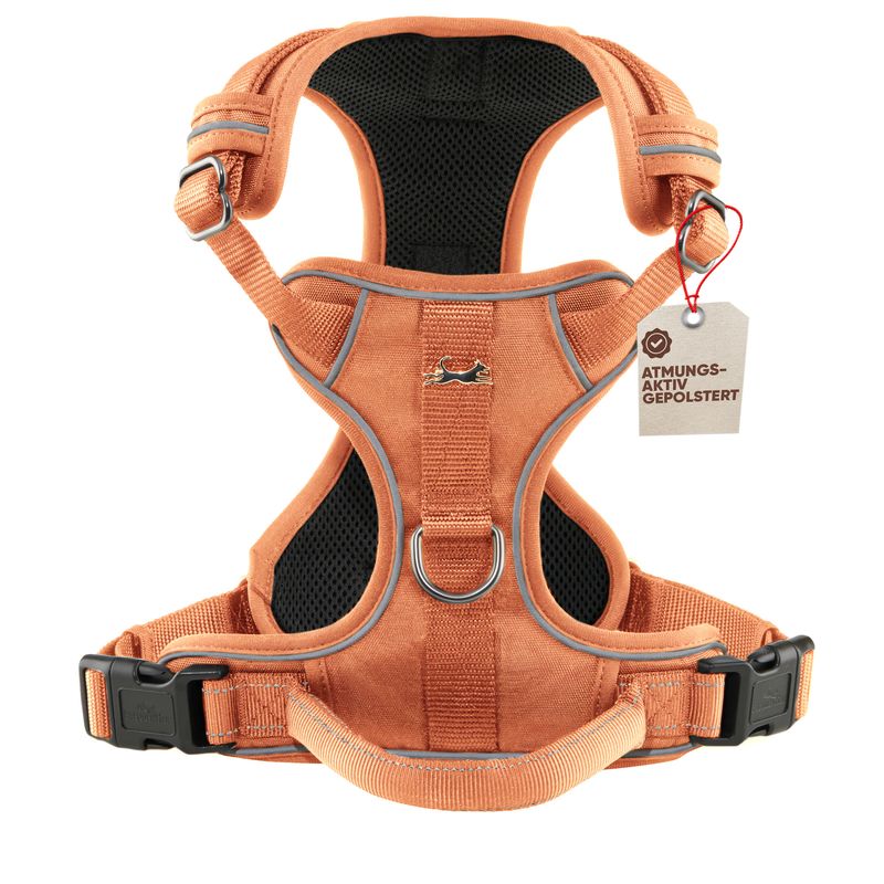 Hundegeschirr atmungsaktiv gepolstert - Anti-Zug-Geschirr - Sunset Orange
