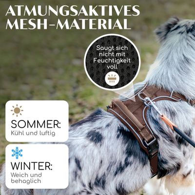 Hundegeschirr atmungsaktiv gepolstert - Anti-Zug-Geschirr - Chocolate