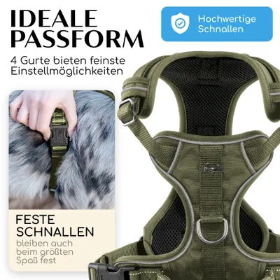 Hundegeschirr atmungsaktiv gepolstert - Anti-Zug-Geschirr - Forest Green Hundegeschirr atmungsaktiv gepolstert - Anti-Zug-Geschirr - Forest Green