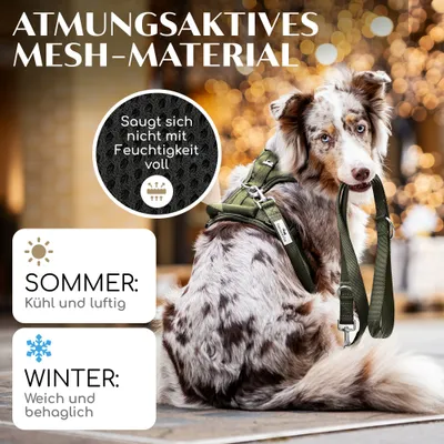 Hundegeschirr atmungsaktiv gepolstert - Anti-Zug-Geschirr - Forest Green Hundegeschirr atmungsaktiv gepolstert - Anti-Zug-Geschirr - Forest Green