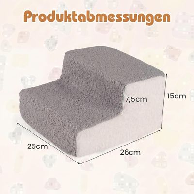 GIANTEX 2-Stufen Hundetreppe 15 cm, Schaum, Bezug Abnehmbar, Rutschfest