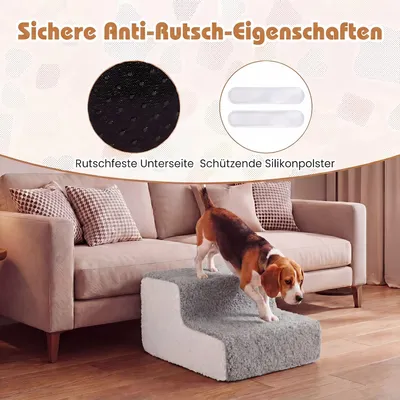 GIANTEX 2-Stufen Hundetreppe 15 cm, Schaum, Bezug Abnehmbar, Rutschfest GIANTEX 2-Stufen Hundetreppe 15 cm, Schaum, Bezug Abnehmbar, Rutschfest