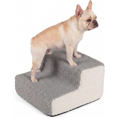 GIANTEX 2-Stufen Hundetreppe 15 cm, Schaum, Bezug Abnehmbar, Rutschfest