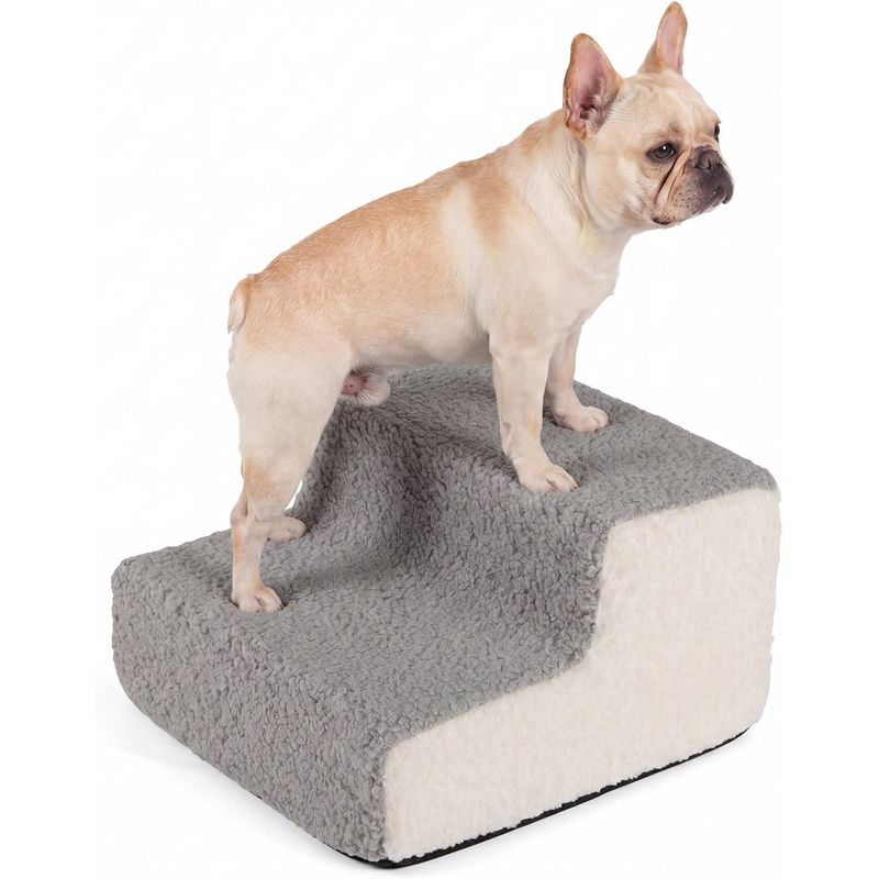 GIANTEX 2-Stufen Hundetreppe 15 cm, Schaum, Bezug Abnehmbar, Rutschfest