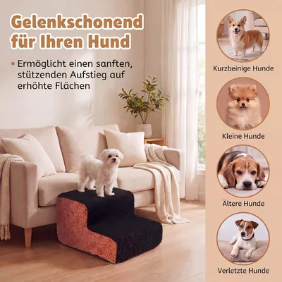 GIANTEX 2-Stufen Hundetreppe 15 cm, Schaum, Bezug Abnehmbar, Rutschfest GIANTEX 2-Stufen Hundetreppe 15 cm, Schaum, Bezug Abnehmbar, Rutschfest
