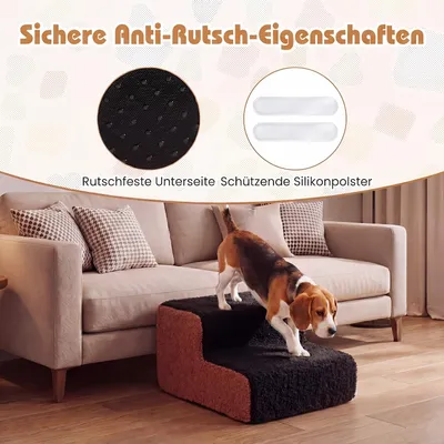 GIANTEX 2-Stufen Hundetreppe 15 cm, Schaum, Bezug Abnehmbar, Rutschfest GIANTEX 2-Stufen Hundetreppe 15 cm, Schaum, Bezug Abnehmbar, Rutschfest