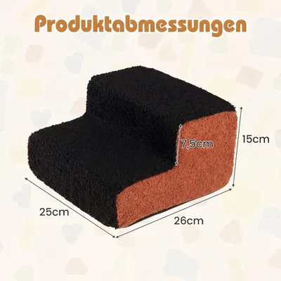 GIANTEX 2-Stufen Hundetreppe 15 cm, Schaum, Bezug Abnehmbar, Rutschfest GIANTEX 2-Stufen Hundetreppe 15 cm, Schaum, Bezug Abnehmbar, Rutschfest