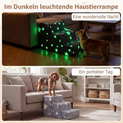 GIANTEX Hundetreppe 3 Stufen, 40 cm, leuchtend, rutschfest, Bezug waschbar. GIANTEX Hundetreppe 3 Stufen, 40 cm, leuchtend, rutschfest, Bezug waschbar.